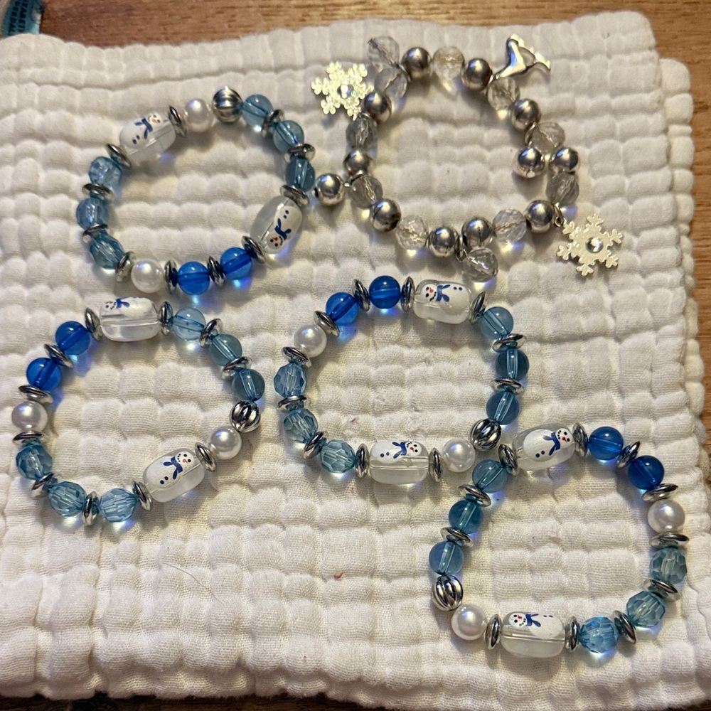 Snowman Beaded Bracelets Set